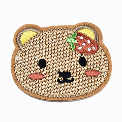 Bisque Bear Appliques, Computerized Embroidery Cloth Iron on/Sew on Patches, Costume Accessories, Bisque, 43x50.5x1.5mm