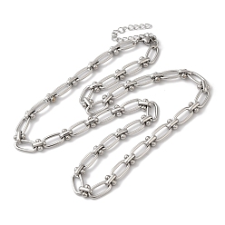 Stainless Steel Color Non-Tarnish 304 Stainless Steel Oval Links Necklace for Women, Stainless Steel Color, 17-7/8~18-1/8 inch(45.5~46cm)