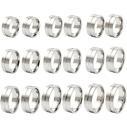 Нержавеющая Сталь Цвет 18 шт. 9 стили 201 нержавеющая сталь рифленые кольца для пальцев, кольцевой сердечник, для изготовления инкрустации, цвет нержавеющей стали, 8 мм, внутренний диаметр: 16~23 мм, 2 шт / стиль