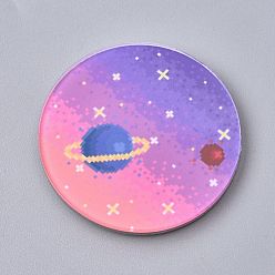 Colorful Fridge Magnets Acrylic Decorations, Flat Round with Planet, Colorful, 38x4mm