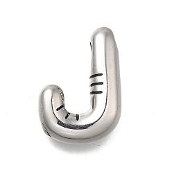 Letter J 304 подвески из нержавеющей стали, буквенное очарование, анти-тускнение, буква J, 20.5x14.5x5.5 мм, отверстие : 3.4x2 мм