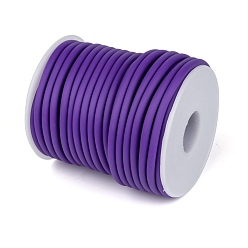 Mauve Hollow Pipe PVC Tubular Synthetic Rubber Cord, Wrapped Around White Plastic Spool, Mauve, 4mm, Hole: 2mm, about 16.4 yards(15m)/roll