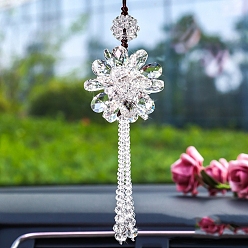 Прозрачный Подвесные украшения из стеклянных цветов, кисточка для подвесного украшения на зеркало заднего вида автомобиля, прозрачные, 330 мм