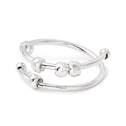 Платина Открытая манжета с вращающимся бисером из латуни, ювелирные изделия для снятия стресса для мужчин и женщин, платина, размер США 9 (18.9 мм)