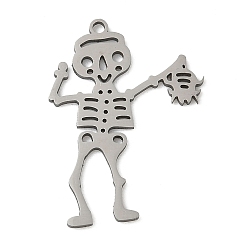Skull 201 подвески из нержавеющей стали, лазерная резка, хэллоуин прелести, цвет нержавеющей стали, череп, 27.5x20x0.9 мм, отверстие : 1.5 мм