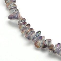 Purple Plated Electroplate Natural Quartz Crystal Beads Strands, Chips, Purple Plated, 6~12x4~6x3~6mm, Hole: 1mm, 15~16 inch