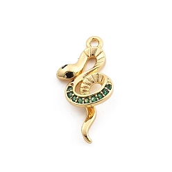 Золотой Латунные микро проложить кубического циркония подвески, змеиные чары, золотые, 19x10x4.5 мм, отверстие : 1.5 мм