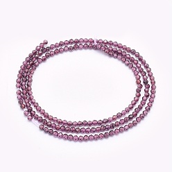 Purple Natural Garnet Beads Strands, Round, Faceted, Purple, 2mm, Hole: 0.5mm, about 174pcs/strand, 15.5 inch(39.5cm)