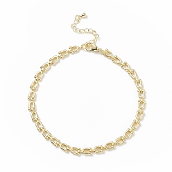 Light Gold Brass Initial Letter U Link Chain Anklet for Women, Light Gold, 9.06 inch(23cm)