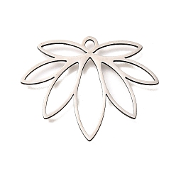 Нержавеющая Сталь Цвет 201 подвески из нержавеющей стали, лазерная резка, полый шарм лотоса, анти-тускнение, цвет нержавеющей стали, 28x34.5x1 мм, отверстие : 2 мм