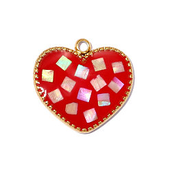 Красный 304 нержавеющей стальной эмали подвески, шарма сердца, с оболочкой, ионное покрытие (ip), долговечный, реальный 18 k позолоченный, красные, 15x14 мм, отверстие: 1.40 мм