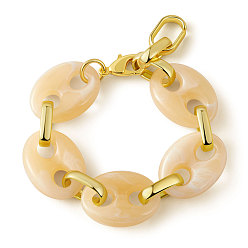 Мокасин Браслеты из цепочек из смоляных звеньев для женщин, овальные, мокасин, 9-7/8 дюйм (25.1 см)