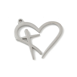 Нержавеющая Сталь Цвет 304 подвески из нержавеющей стали, лазерная резка, сердце с крестиком, анти-тускнение, цвет нержавеющей стали, 18x20x1 мм, отверстие : 1.2 мм