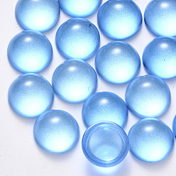 Темно-Голубой Прозрачный лак окрашенные стекла кабошонов, с блеском порошок, полукруглые / купольные, глубокое синее небо, 16x8 мм