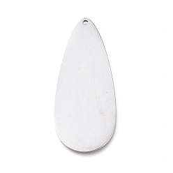 Stainless Steel Color Tarnish Resistant 304 Stainless Steel Pendants, Mirror Polished Finish, Stamping Blank Tag, Laser Cut, Teardrop, Stainless Steel Color, 40x17x0.8mm, Hole: 1.2mm