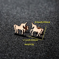 Единорог 201 из нержавеющей стали серьги, розовое золото , единорог, 7x11 мм