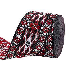 Красный 1полиэстеровые ленты в этническом стиле, жаккардовая лента, аксессуары для одежды, красные, 2 дюйм (50 мм), около 7.66 ярдов (7 м) / комплект