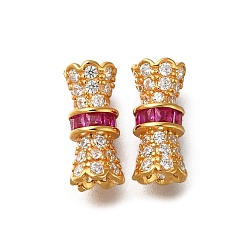 Золотой 925 Винтовые застежки из стерлингового серебра с микропаве и кубическими циркониями, золотые, 11x5x5 мм, отверстие : 1.4 мм