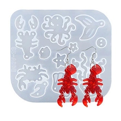 Белый Силиконовые формы для изготовления подвесок своими руками на тему морских животных, формы для литья смолы, для уф-смолы, изготовление изделий из эпоксидной смолы, белые, 101x107x4 мм, внутренний диаметр: 8~47.5x9~35 мм