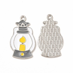 Золотистый Стойки обшивки сплава эмали подвески, без кадмия, без никеля и без свинца, Хэллоуин тема, шарм парафиновой лампы, платина, золотые, 28.5x16.5x1 мм, отверстие : 1.6 мм