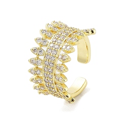 Настоящее золото 18K Кольца-манжеты из латуни с микропаве из кубического циркония, долговечное покрытие для женщин, без свинца и без кадмия, реальный 18 k позолоченный, размер США 7 3/4 (17.9 мм)