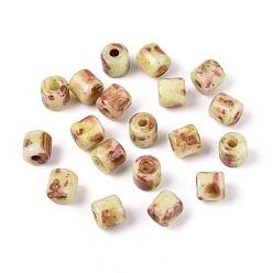 Бледно-Золотистый Выпечка краска стеклянные бусины, колонка, круглое отверстие, бледно золотарник, 4~4.5x3.5~4 мм, отверстие : 0.9~1 мм, Около 455 шт / 50 г