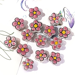 Цветок Фарфоровые бусины ручной работы, яркие глазурованные, цветок, 16x7 мм, отверстие : 2 мм