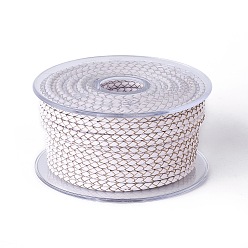 White Braided Cowhide Cord, Leather Jewelry Cord, Jewelry DIY Making Material, White, 3mm, about 21.87 yards(20m)/roll