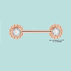 Розовое Золото 304 Кольца для сосков из нержавеющей стали с кристаллами и стразами, розовое золото , 7.77 мм