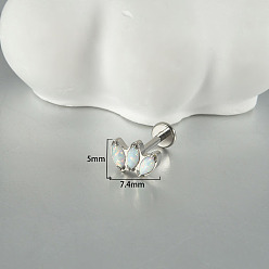 Прозрачный G23 серьги из титанового сплава для хряща, с имитацией опал, цвет нержавеющей стали, прозрачные, 6 мм