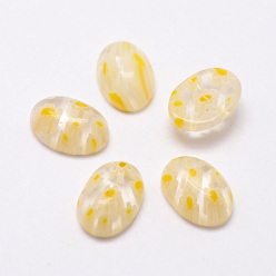 Lemon Chiffon Handmade Millefiori Glass Cabochons, Oval, Lemon Chiffon, 14x10x5mm
