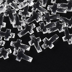 Прозрачный Прозрачные акриловые подвески, граненые, крестик, прозрачные, 16x10x4.5 мм, отверстие : 1.5 мм, Около 1455 шт / 500 г