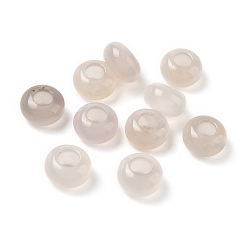 Natural Agate Natural White Agate European Beads, Rondelle Large Hole Beads, 13~14x8mm, Hole: 5~5.5mm