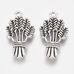 Античное Серебро Осенняя тематика подвески из сплава в тибетском стиле, колосья пшеницы прелести, без свинца и без кадмия, античное серебро, 24.5x13x3 мм, отверстие : 1.8 мм, Около 295 шт / 500 г