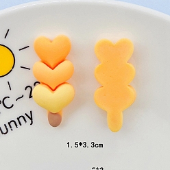 Золотистый Кабошоны из непрозрачной смолы ко Дню Святого Валентина, тройное сердце, золотые, 33x15 мм