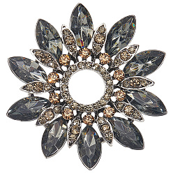 Черный Алмаз Броши со стразами из цветочного сплава для рюкзака, одежды, черный алмаз, 42.5 мм