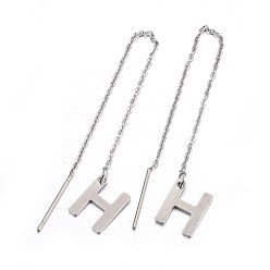 Letter H Tarnish Resistant 304 Stainless Steel Stud Earrings, Hypoallergenic Earrings, Ear Threads, Alphabet, Letter.H, 107~112x1mm, Pin: 15x0.7mm, letter: 11x8.5x0.5mm