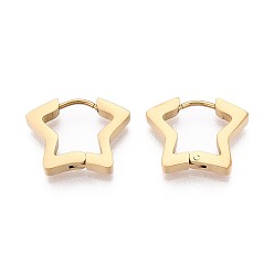 Настоящее золото 18K Серьги из 304 нержавеющей стали, звезда, ионное покрытие (ip), реальный 18 k позолоченный, 14x18x3 мм