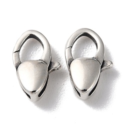 Antique Silver 925 Thailand Sterling Silver Lobster Claw Clasps, Triangle, with 925 Stamp, Antique Silver, 12x7.5x3.5mm, Hole: 1mm