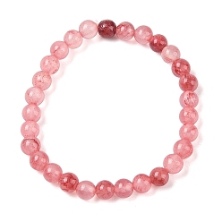 Красный Эластичные браслеты из натурального зеленого нефрита (окрашенные) круглые из бисера, красные, внутренний диаметр: 2-1/8 дюйм (5.45 см), 6 мм