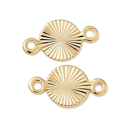 Настоящее золото 18K Подвески из латуни, ссылки на текстурированные диски, без никеля , реальный 18 k позолоченный, 8x14.5x0.5 мм, отверстие : 1.4 мм