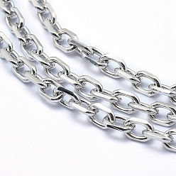 Real Platinum Plated Brass Cable Chains, Diamond Cut Chains, Unwelded, Faceted, Oval, Lead Free & Cadmium Free & Nickel Free, Real Platinum Plated, 8.5x6x2mm