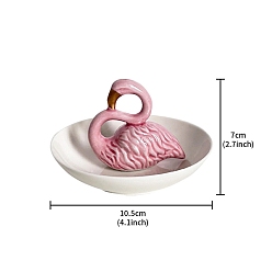 Flamingo Shape Фарфоровая тарелка для украшений в виде животных, лоток для хранения колец, , серьга, форма фламинго, 105x70 мм