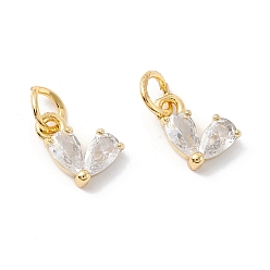 Белый Латунный кубический цирконий, с целью перехода в кольце, без кадмия и без свинца, реальный 18 k позолоченный, сердце, белые, 8x7x3 мм, Перейти кольцо: 5x1 мм, 3.5 мм внутренним диаметром