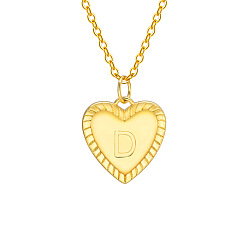 Letter D Золотистый тон латунный кабель цепочка буква сердце кулон ожерелья для женщин, Буква D, 15.75 дюйм (40 см)