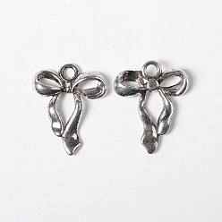 Античное Серебро Сплавочные подвески тибетского стиля, бантом, без свинца и без кадмия, античное серебро, 23x18x4 мм, отверстие : 2.5 мм