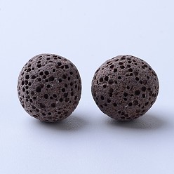 Brown Unwaxed Natural Lava Rock Beads, for Perfume Essential Oil Beads, Aromatherapy Beads, Dyed, Round, No Hole/Undrilled, Brown, 10mm