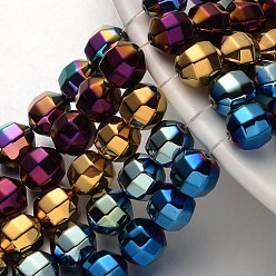 (52) Непрозрачная лаванда Гальванизировать немагнитных синтетический гематит нитей бисера, граненые, круглые, разноцветные, 10x10 мм, отверстие : 1 мм, около 40 шт / нитка, 15.7 дюйм