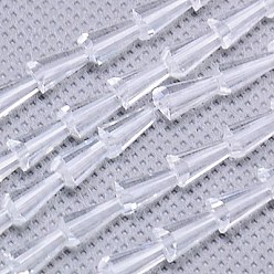 Прозрачный Стеклянные бусины, граненые, конус, прозрачные, 8x4 мм, отверстие : 1 мм, около 72 шт / нитка, 18 дюйм