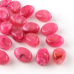 Темно-Розовый Овальной имитация драгоценных камней акриловые бусины, темно-розовыми, 18x13x9.5 мм, Отверстие : 2 мм , около 310 шт / 500 г